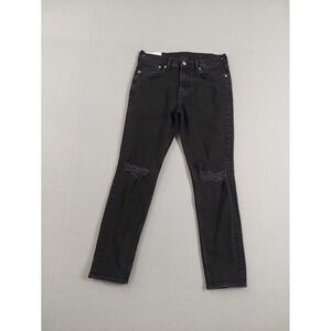 & Denim Women Jean 30 Black‎ Denim Skinny Cropped High Rise Stretch Distressed